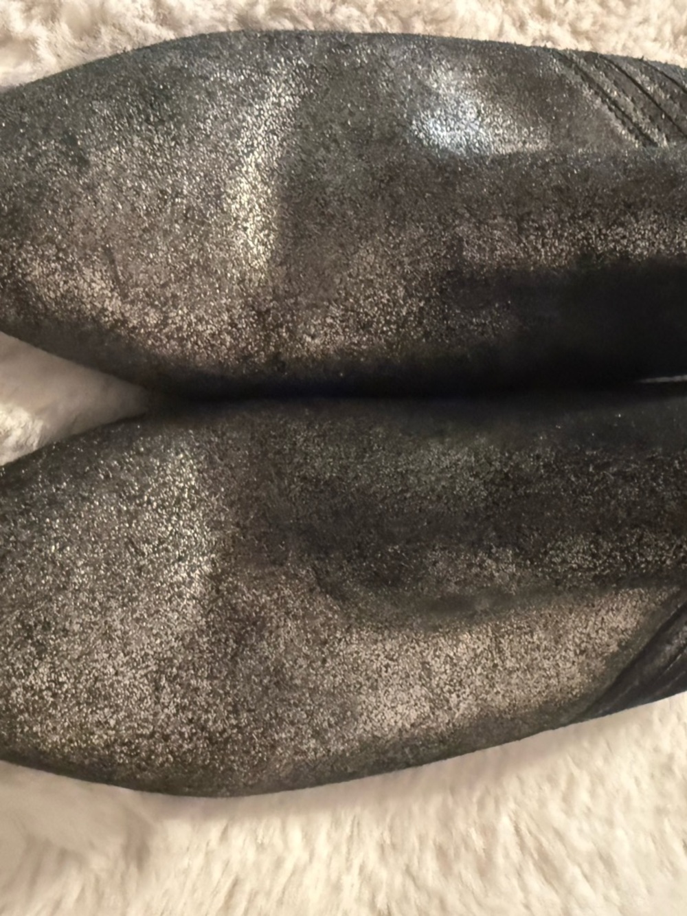 BCBGeneration Metallic Black Leather Slip-On Mules